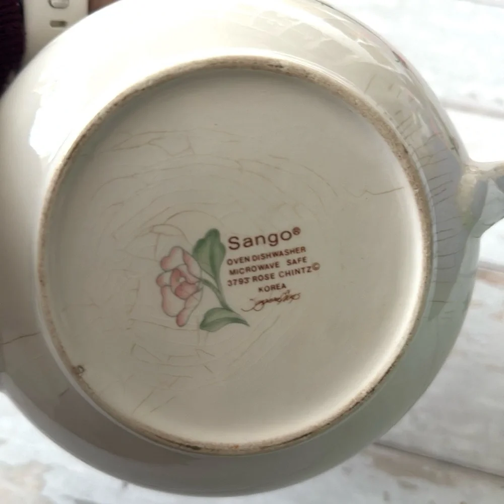 Sango Korean Teapot Pastel Flower Print Dishwasher Oven Microwave Safe